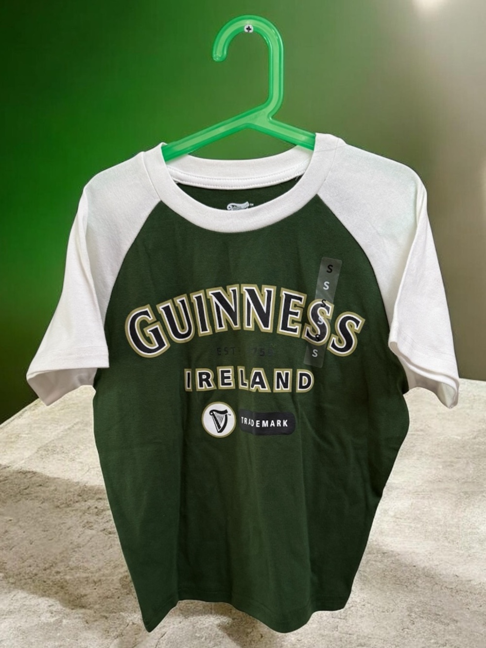 Guiness Womens Pullover Short Sleeve Crop Top T-Shirt Ringer Style Green White